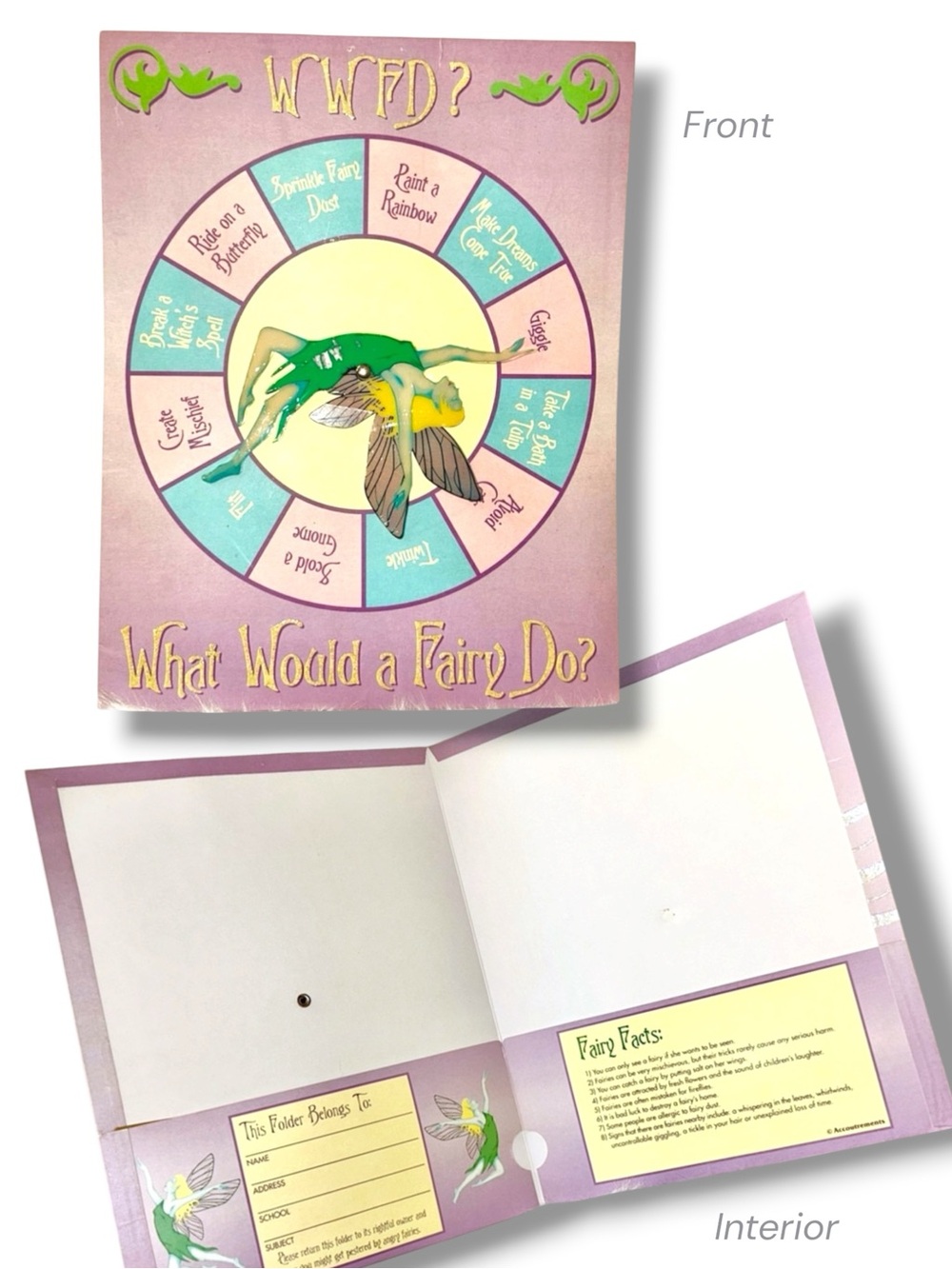 Purple Fairy Spinner Folder Wall Art Game Dainty Decor Rare Y2K Accoutrements